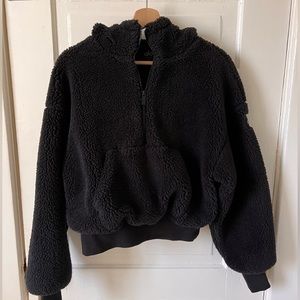 ALO Black Streetside Half-Zip Sherpa Hoodie XS
